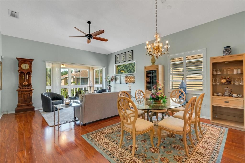 Dining room/living room with slider to lanai