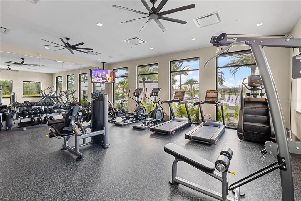 GYM OVERLOOKING THE POOL