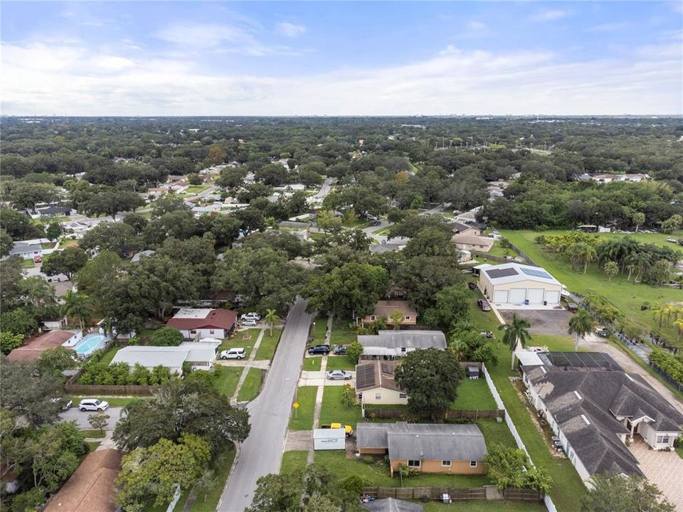 Aerial of the home showing the surroundings.