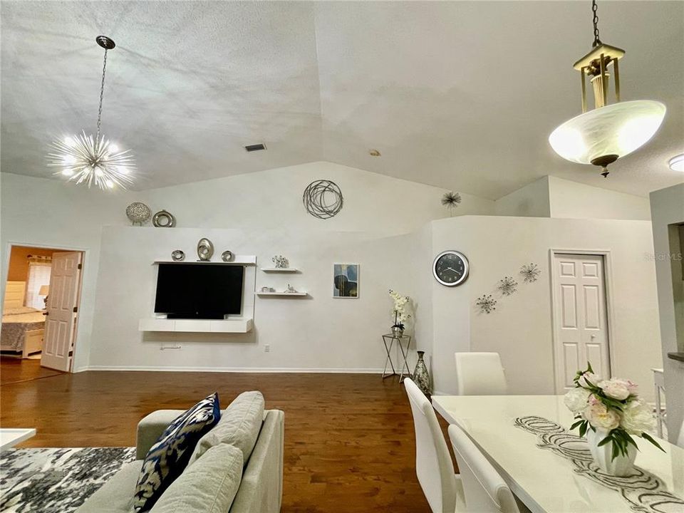 large living room with cathedral ceilings