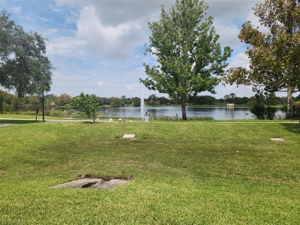 Crest Lake Park has walking trails, pet areas, pavilions, etc.