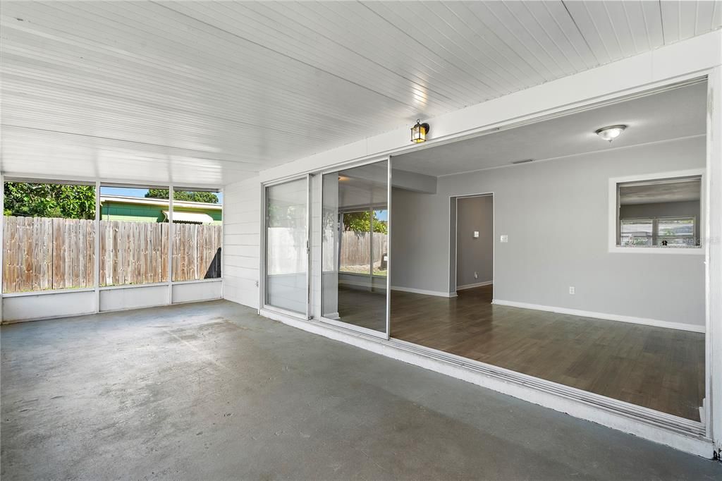 Looking at sunroom from screen porch