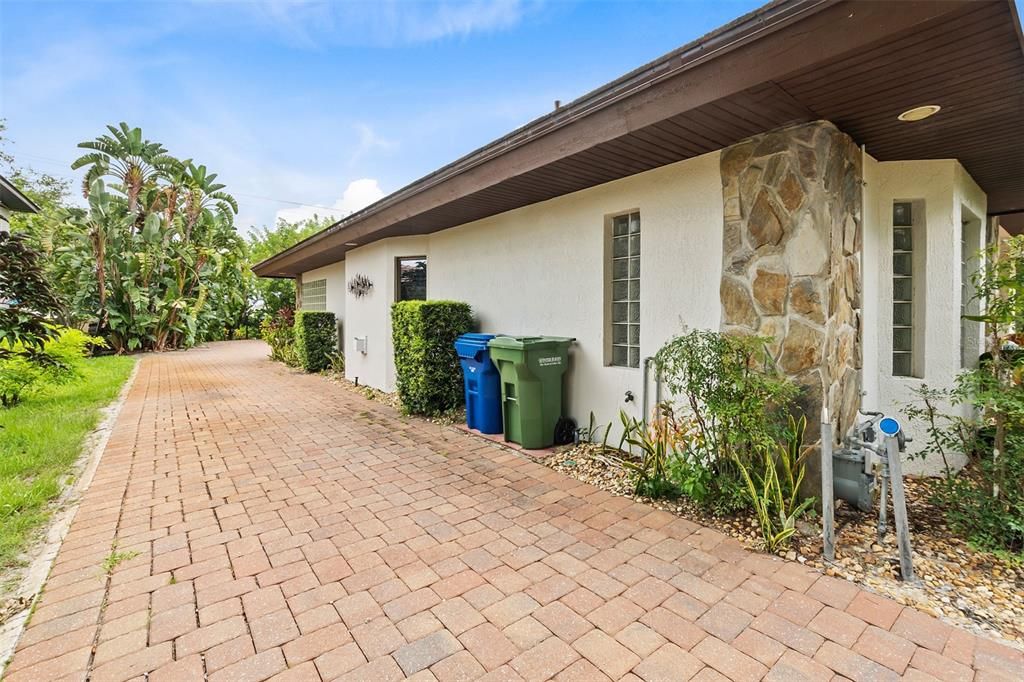 Side driveway looking to back