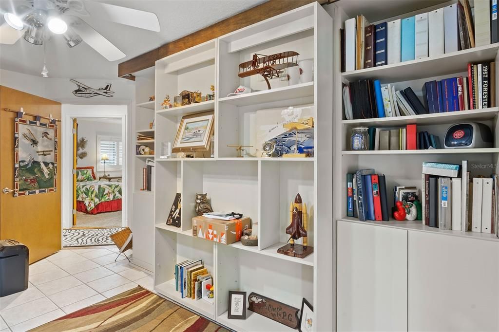 bedroom 2 with trundle bed that doubles as an office