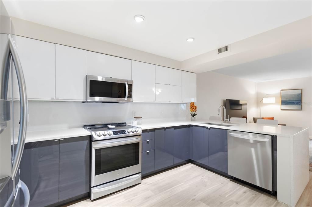 Updated kitchen with all new quartz counters and cabinets