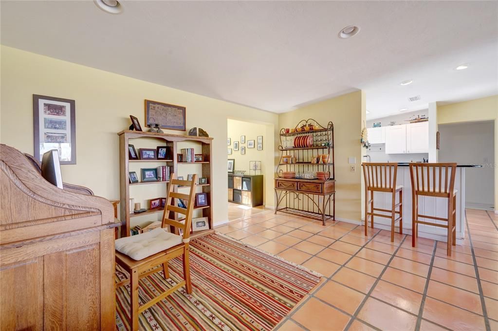 Living area with terracotta floors