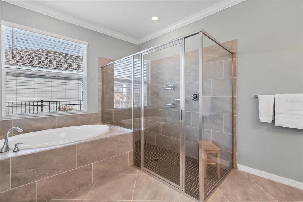 Primary Bathroom with garden tub and walk in shower