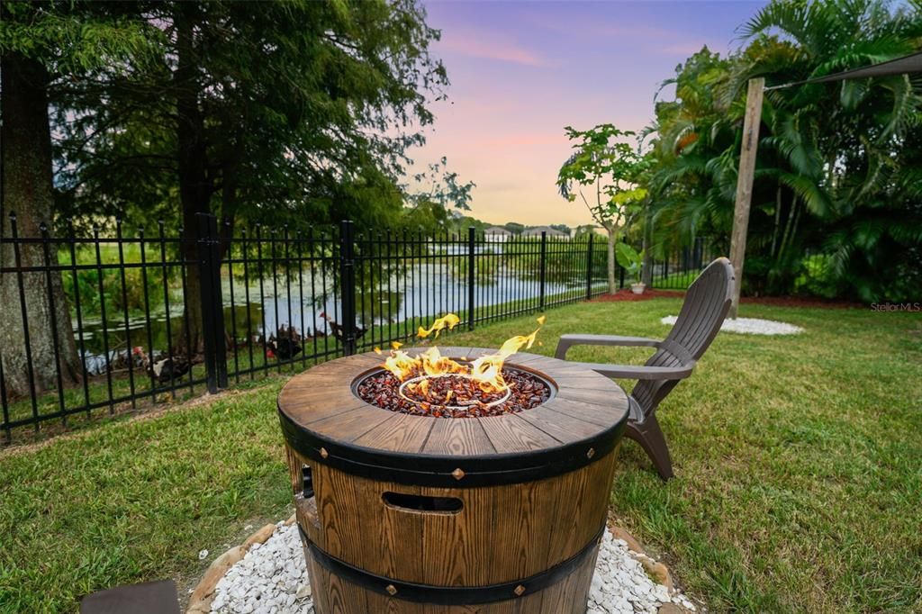 Or sit and unwind next to the fire pit, which coveys with the sale!