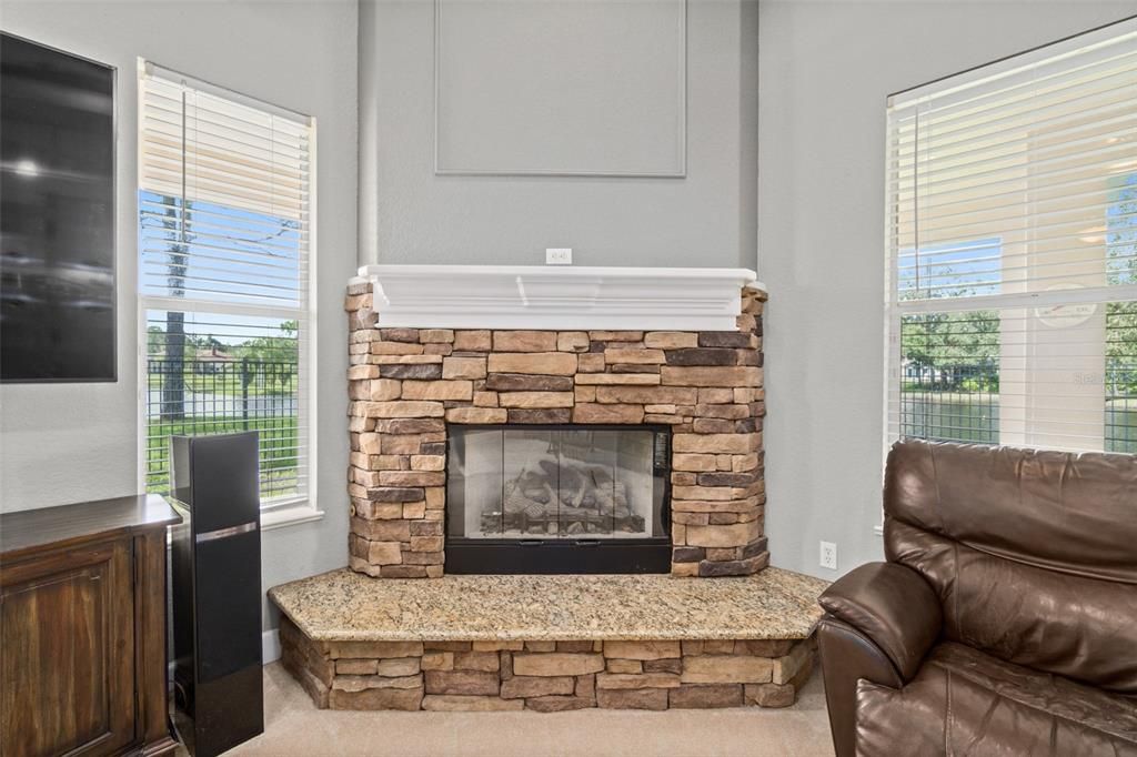 Stone fireplace