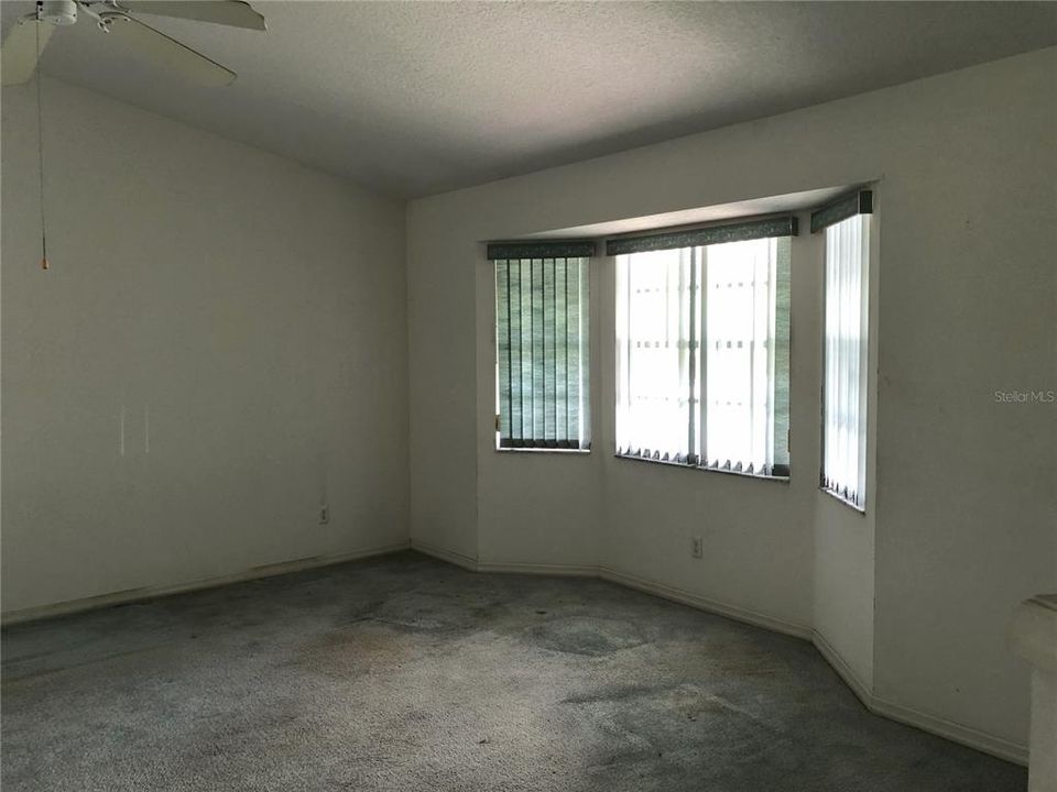 Living Room front Bay windows