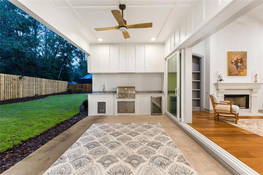 Outdoor grill on back porch