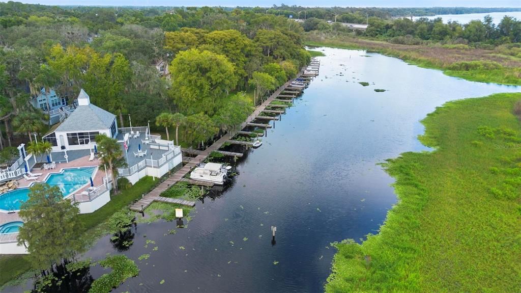 VIEW OF THE CLUB HOUSE/POOL & BOAT SLIPS