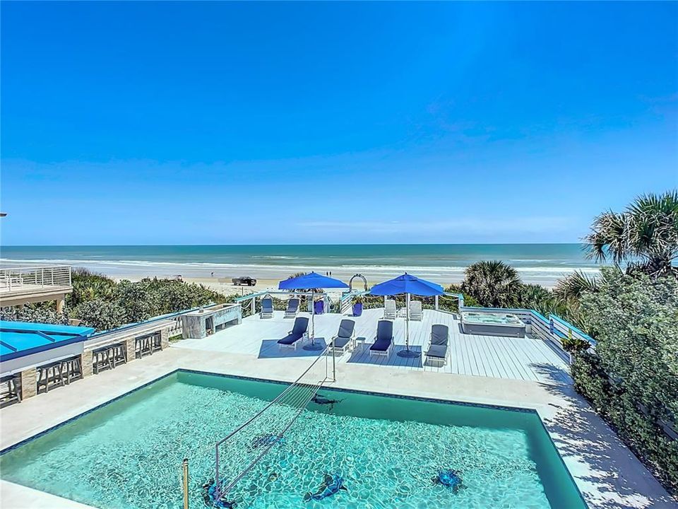 Upstairs Primary Suite Balcony Pool and Ocean Views