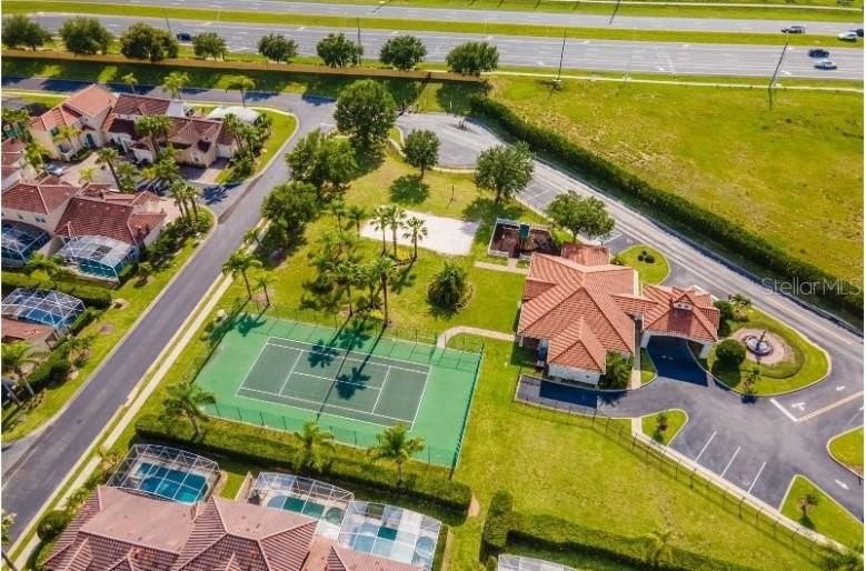 Aerial view of the amenities