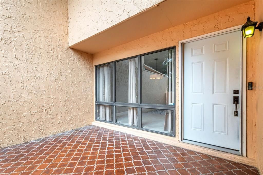 tiled courtyard entry.