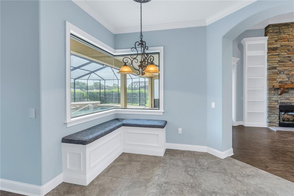 Breakfast area with views of the pool