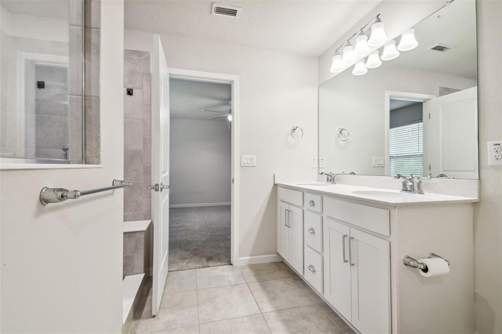 Dual Vanities Large walk in shower