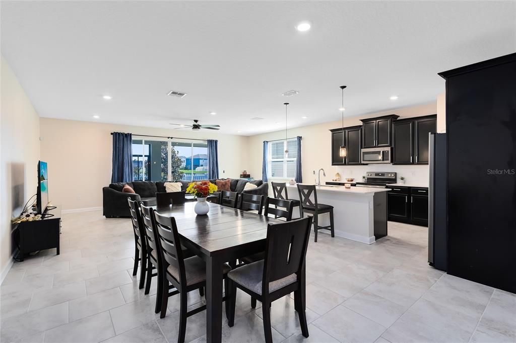 Downstairs dining, kitchen and living room