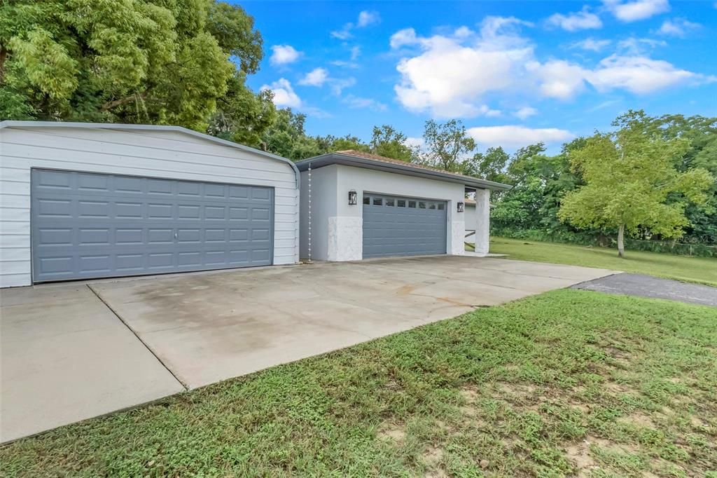 Main house garage and detached garage.