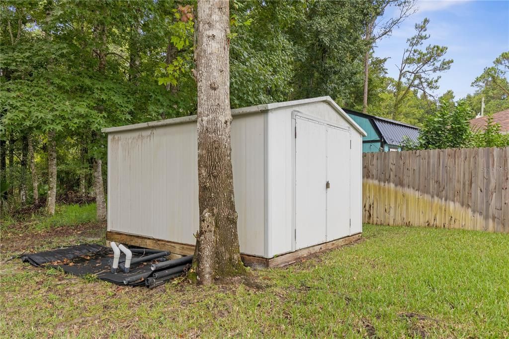 Building for extra storage and solar panels for heating pool