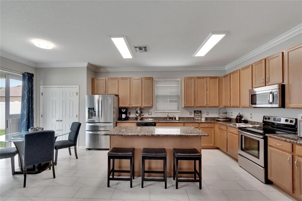 This kitchen has storage galore.