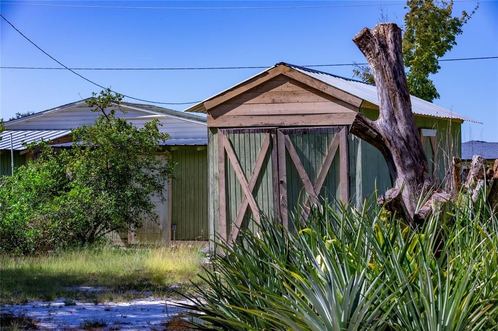 VIEW OF STUDIO STORAGE AND SHED