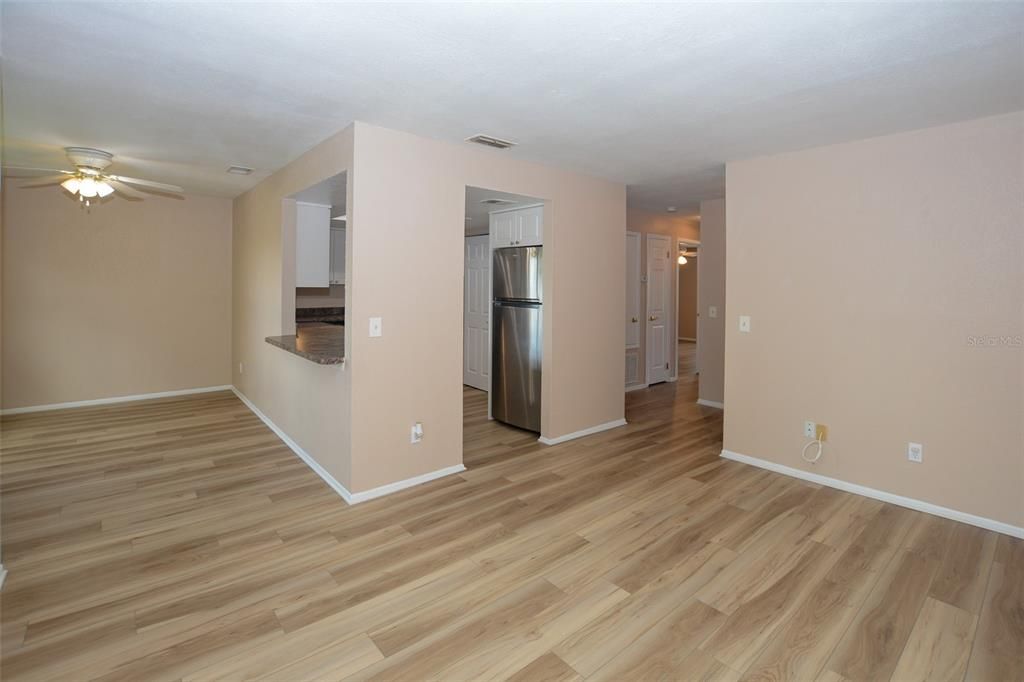 Living Room, Dining Room and Kitchen View