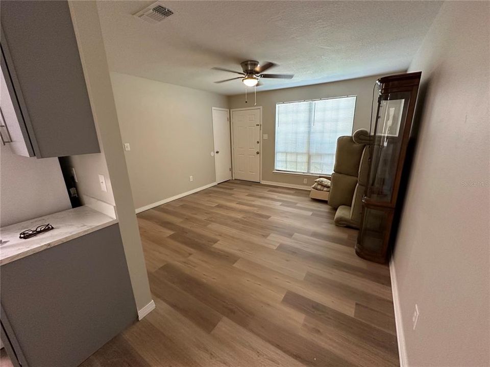 view from eating area to living room