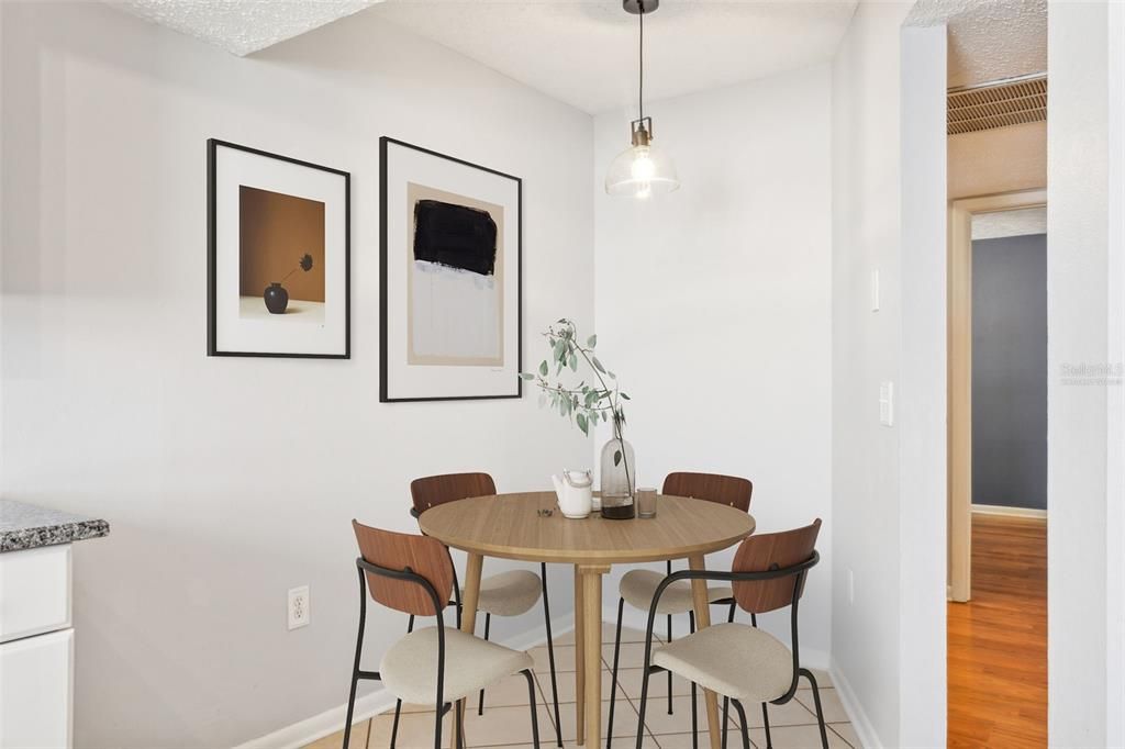 breakfast nook in kitchen/virtually staged