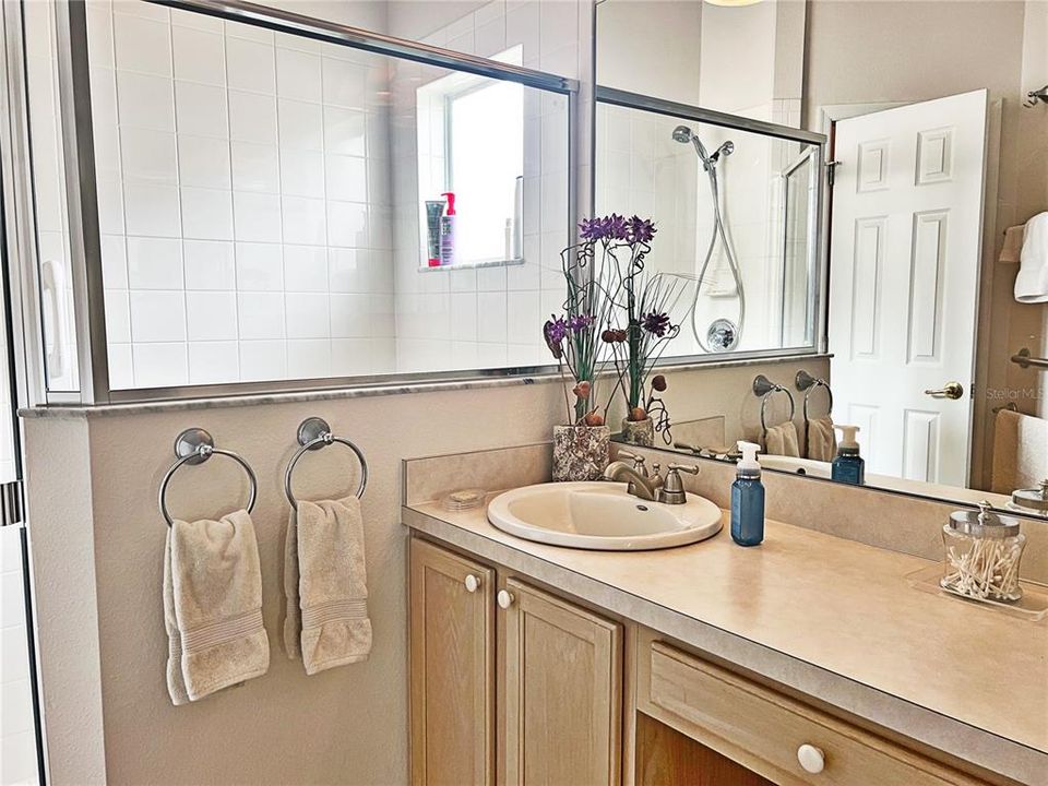 Primary bathroom w shower, linen closet