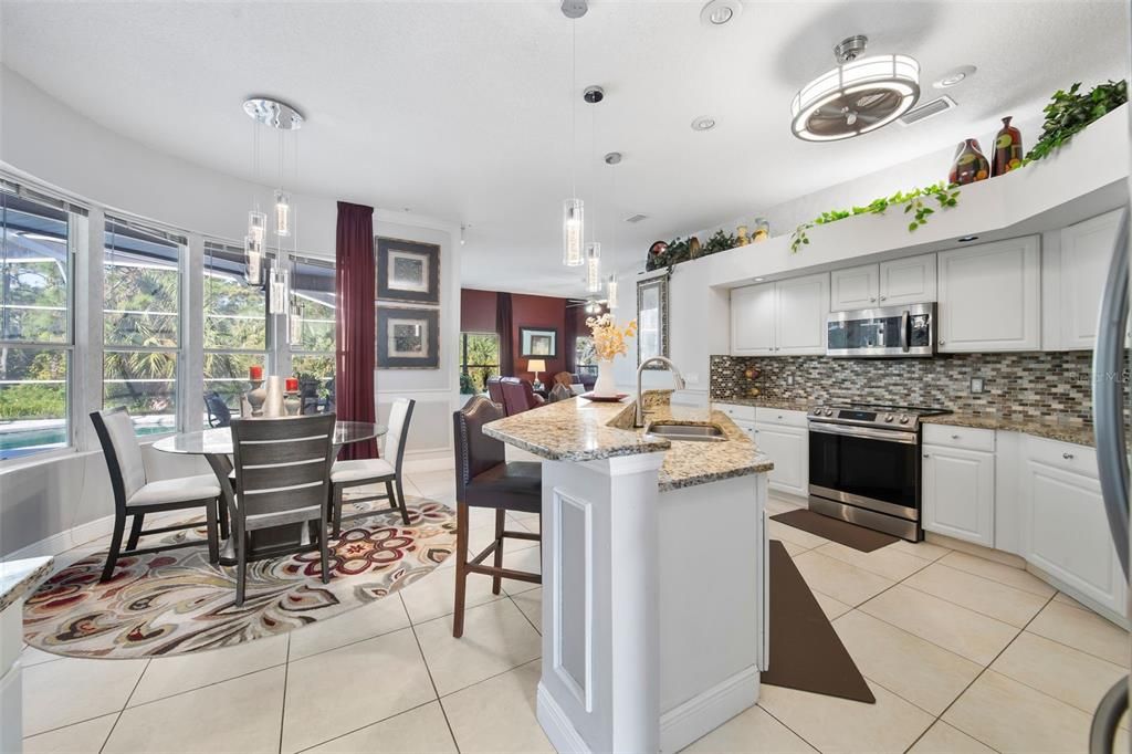 Open Kitchen with Island into Dining Room