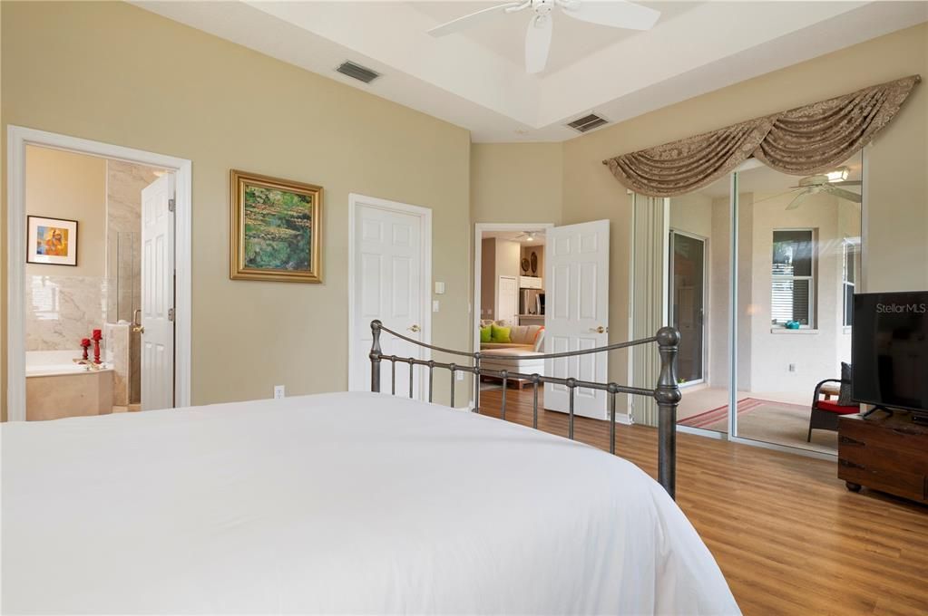 Master bedroom showing entrance to family room