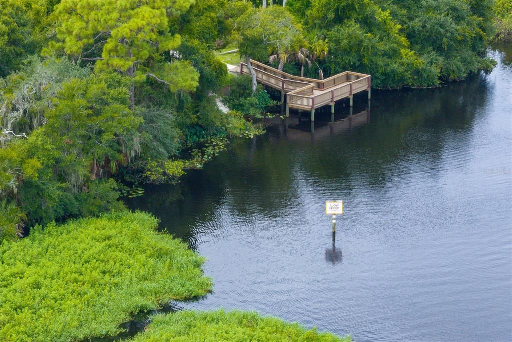 Drone view of Community fishing pier and canoe/kayak ramp