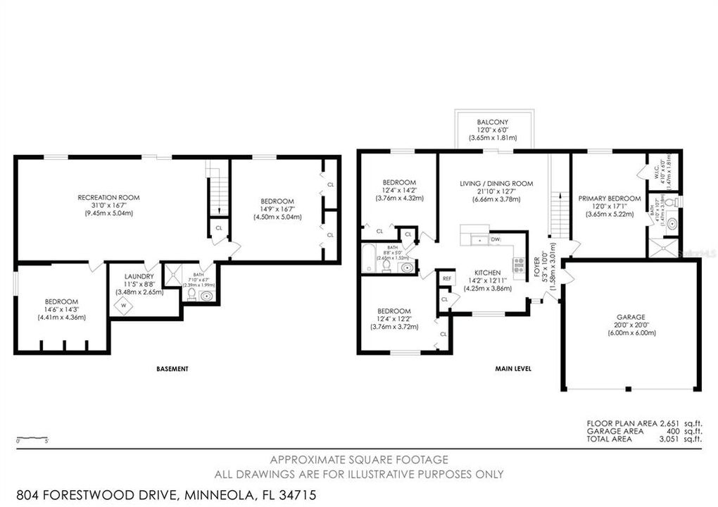 Main floor and basement floor plan