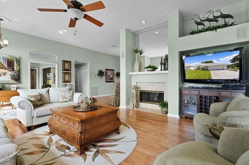 wonderful living room wiith wood burning fireplace