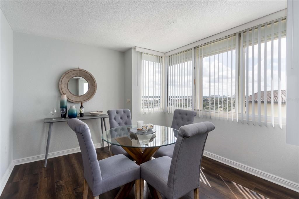 separate dining area w views from 9th flr