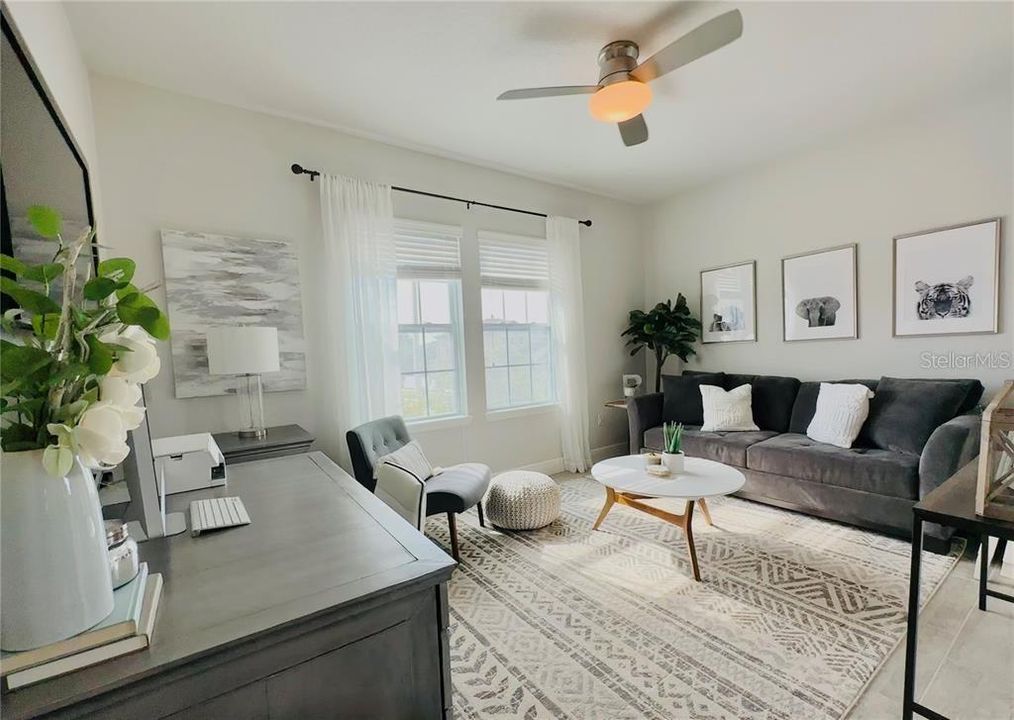 Open loft area at the top of the stairs