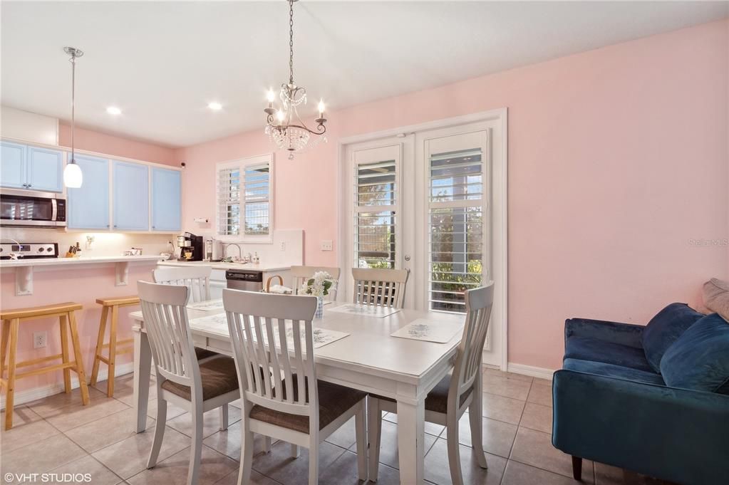 Dining area leading to porch