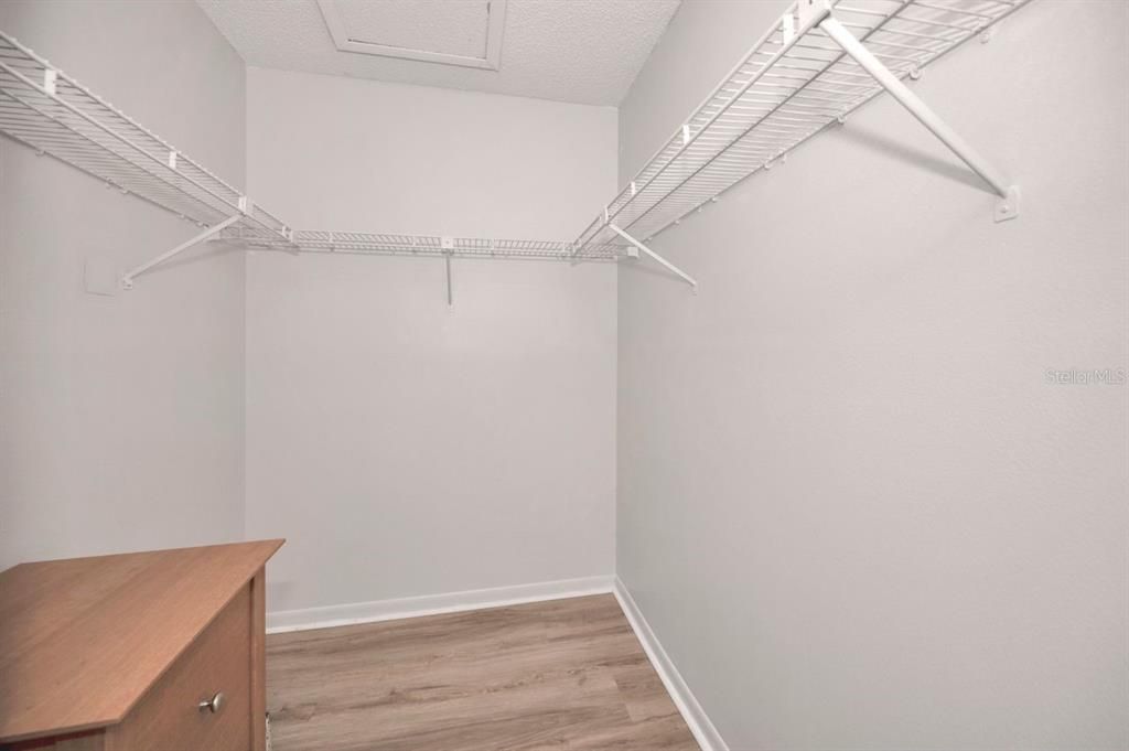 Walk in closet with bonus attic space