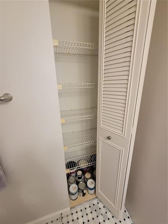 Linen closet in primary bathroom