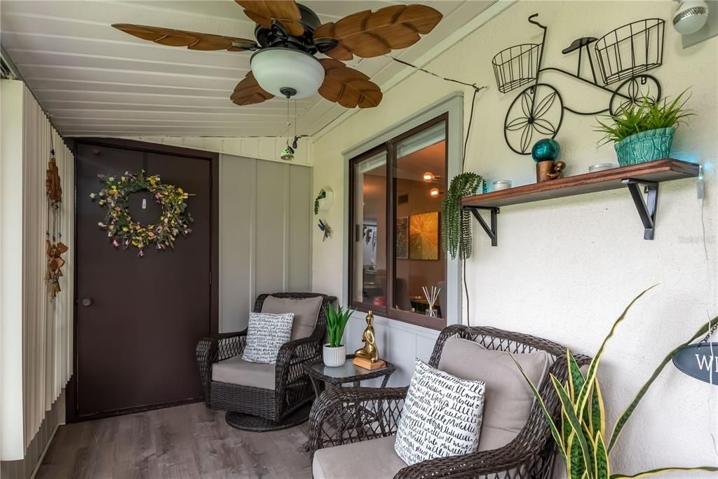 View of Back Porch w/storage closet at end