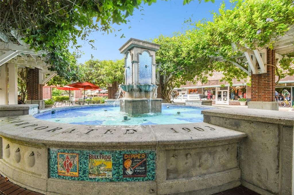 Fountain on Plant Street is surrounded by shops and dining