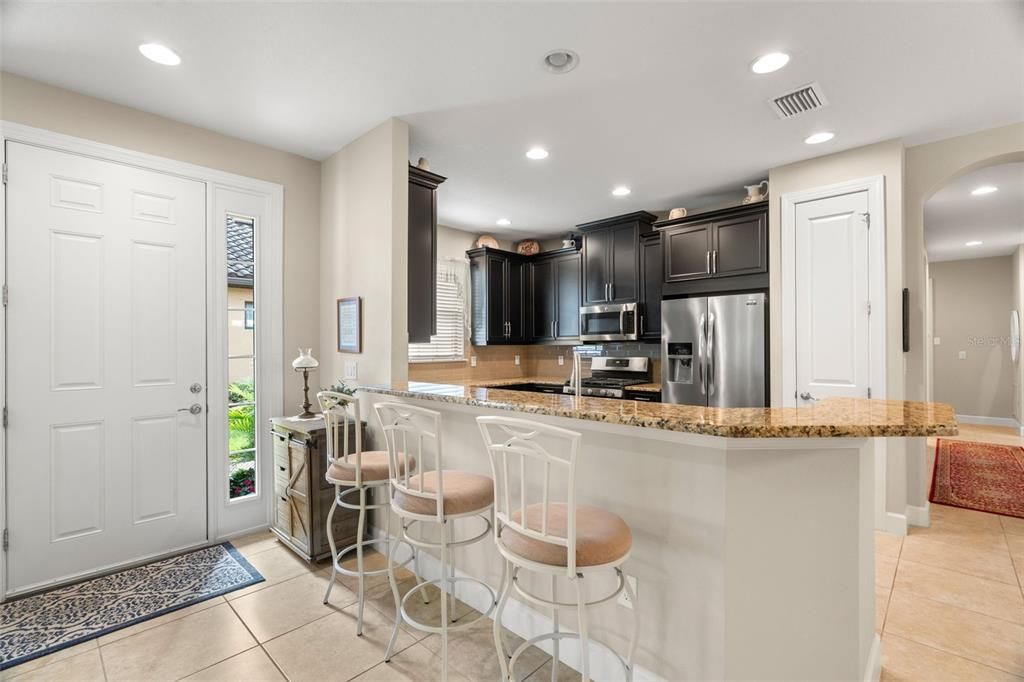 Breakfast bar with extended countertop