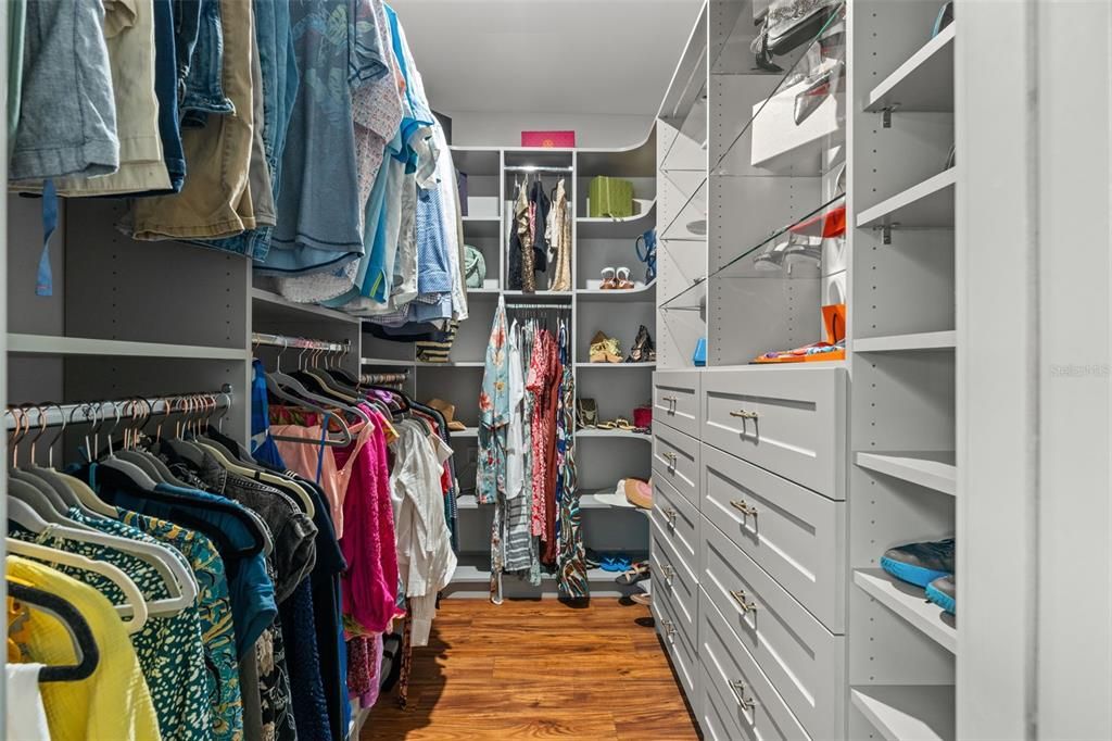 Custom closet in the Primary Suite