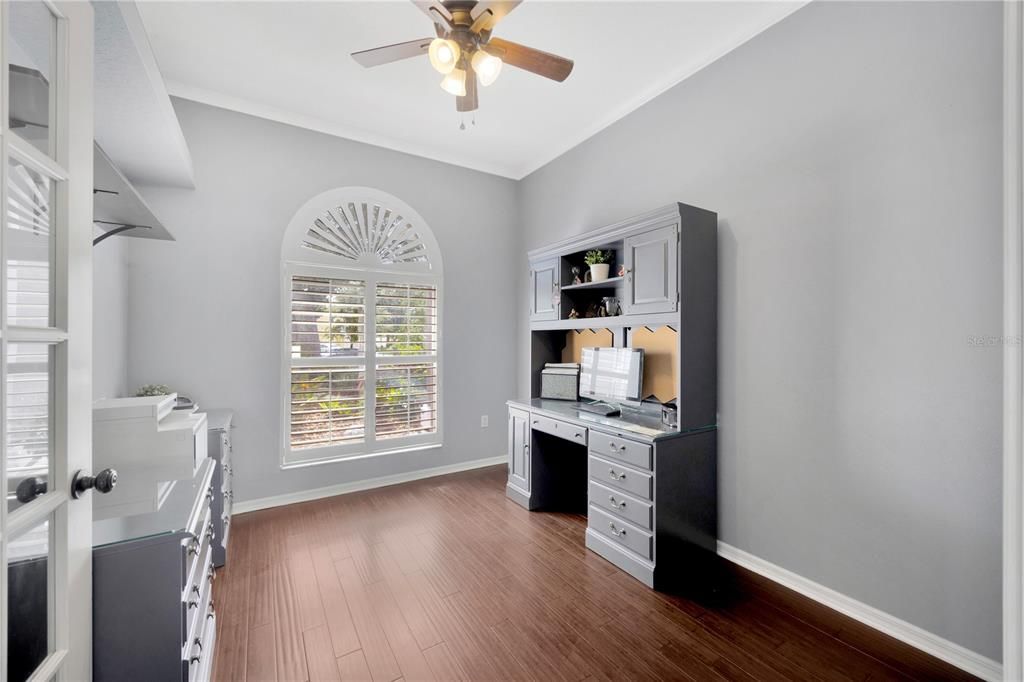 Dedicated Office with French Doors and Planation Shutters