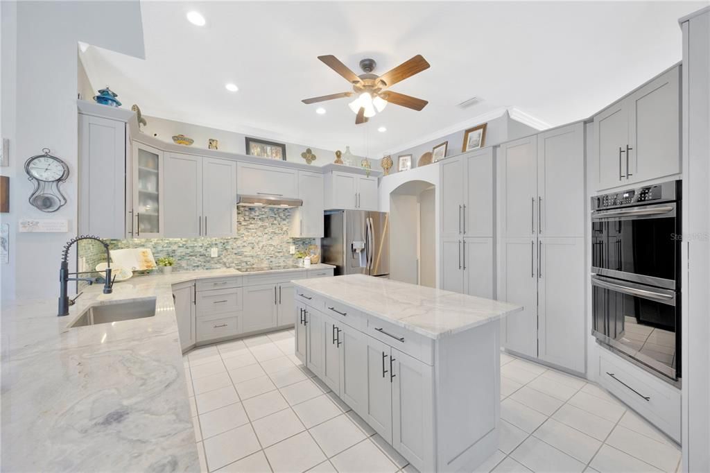 Stunning Fully Upgraded Kitchen!! w/ Granite Counters, Dual Oven, Island, Abundance of Cabinet Storage!!