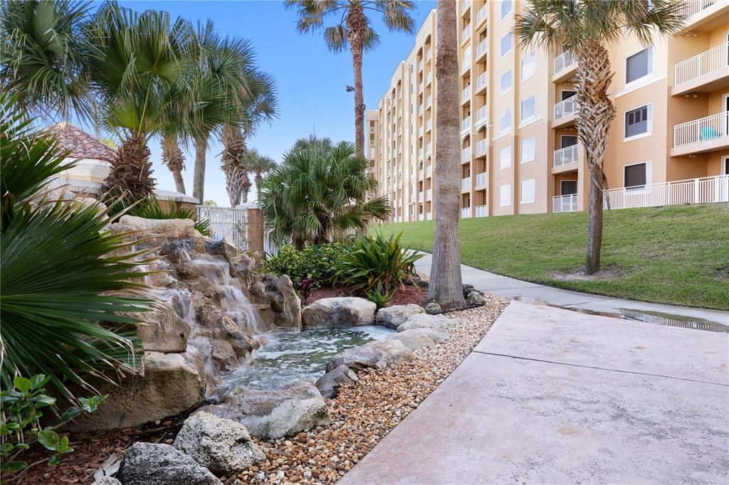 Walkway to the Waterfall Cabana Heated Pool