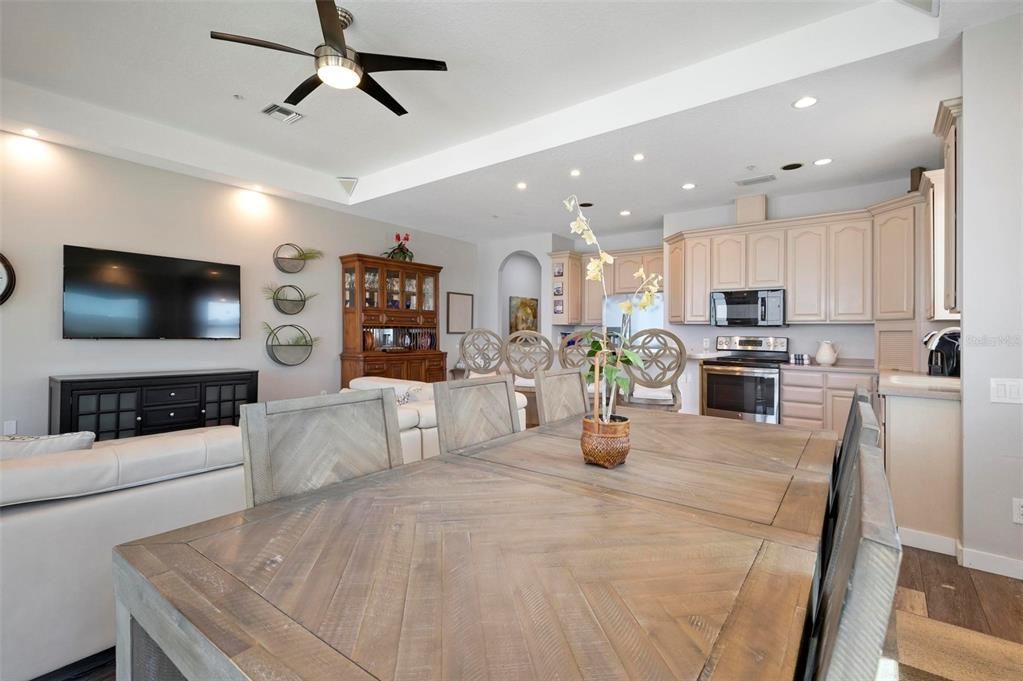 Open concept kitchen and living/dining space