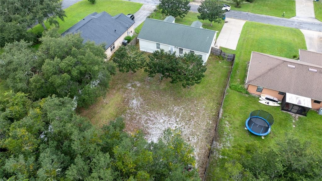 Aerial view of large back yard