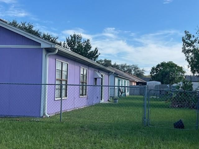 fenced back yard